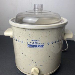 Vintage Rival Crock Pot Slow Cooker Spotted W/Lid Model 3100/2 3.5 Quart Tested